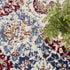 4' X 6' Navy Blue Damask Power Loom Distressed Area Rug